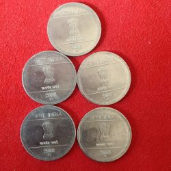 50 Paise Mudra Mukka Coin 2008 Hyderabad Mint Scare Coin 5 Pcs Given Unc Condition