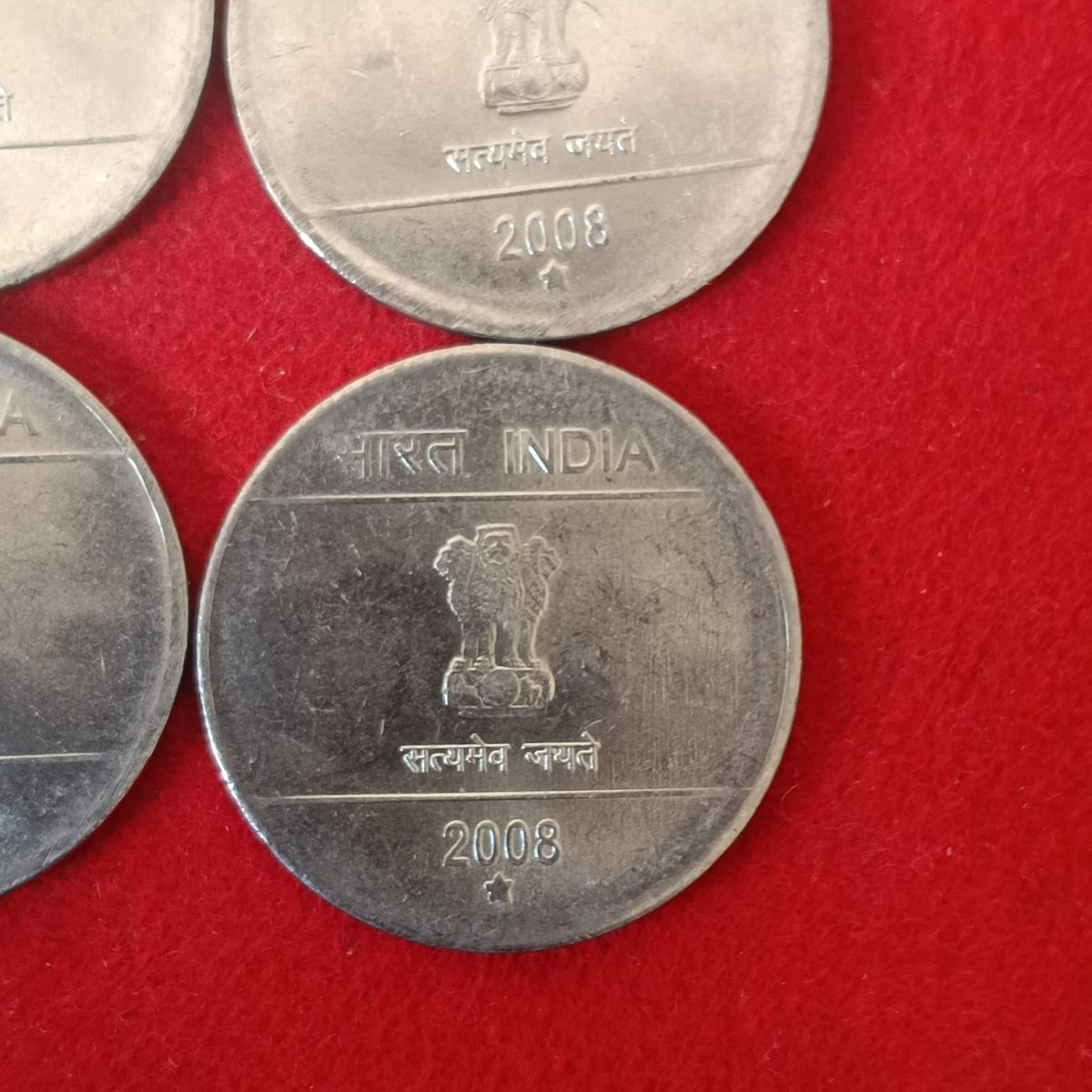50 Paise Mudra Mukka Coin 2008 Hyderabad Mint Scare Coin 5 Pcs Given Unc Condition - Image 4