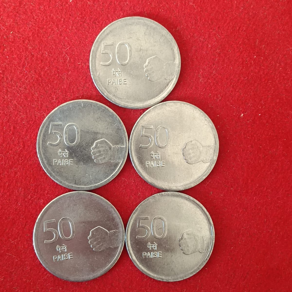 50 Paise Mudra Mukka Coin 2008 Hyderabad Mint Scare Coin 5 Pcs Given Unc Condition - Image 2