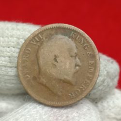 Alternative view of Edward VII King Emperor One Quarter Anna 1907 Year Ghost Error Back side Shown Face Calcutta Mint British of India