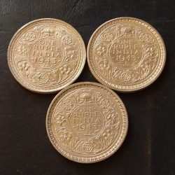 Alternative view of British India 1 rupees Year 1943 3 piece given Condition as imege Same and similar piece available