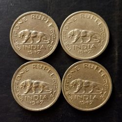 King and emperor George vi Denominaton 1₹ Metal copper nickel Year 1947 Same and similar piece is available