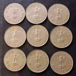 Alternative view of India Denomination 50 Paisa Cost 405₹ all 9 Condition as image Same and similar set are available
