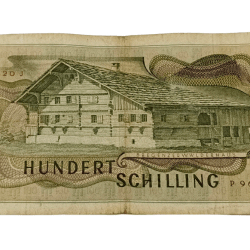 Alternative view of AUSTRIA 100 SCHILLINGS First Issue Year 1969 Angelika Kauffmann **SCARE** Collectable Grade.