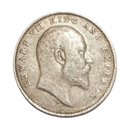 Alternative view of British India Silver 2 ANNAS Year 1904 King EDWARD-VII in High Collectable Grade.