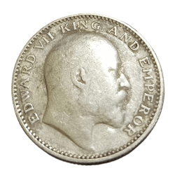 Alternative view of British India Silver 1/2 RUPEE Key Date Year 1909 King EDWARD-VII **RARE** Collectable Grade.
