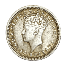 Alternative view of COMMISSIONERS OF CURRENCY “MALAYA” Silver 5 CENTS Year 1943 King GEORGE-VI High AUNC Grade.