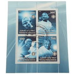 PALESTINE Year 2007 MINIATURE on MAHATMA GANDHI Stamped in Mint Condition.