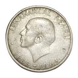 Alternative view of 50 Paisa Nickel Magnetic COMMEMORATIVE Issue JAWAHARLAL NEHRU Year 1964 "ENGLISH & HINDI" Set 2 Coins Collectable Grades.