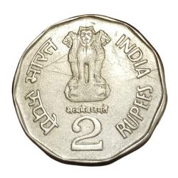 Alternative view of 2 Rupees Cu/Ni COMMEMORATIVE Issue SHIVAJI HYDERABAD Mint **SCARE** Collectable Grade.