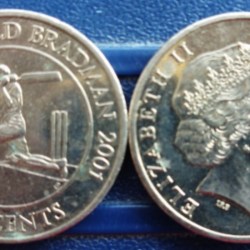 Australia, 2001, 20 Cents, KM# 589, Sir Don Bradman, Circulated Condition, May have some black spots.