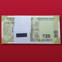 20 Rupee Bundle Total 100 Notes Serial Fresh UNC Note