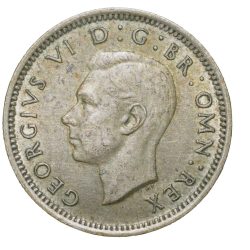 Silver 6 Pence of George VI (AD 1944) of United Kingdom