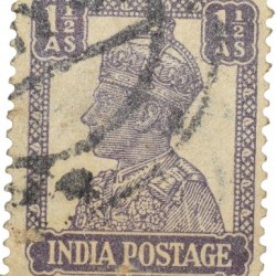 Postal Stamp of George VI 1-1/2 Annas Purple Colour - Used Condition as per Image.