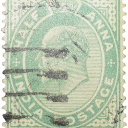 Postal Stamp of Edward VII 1/2 Anna Green Clour - Used Condition as per image.