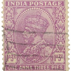 Postal Stamp of George V 1 Anna 3 Pies Pink Colour - Used Condition as per Image.