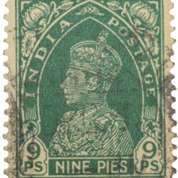 Postal Stamp of George VI 9 Pies Green Colour - Used Condition as per Image.