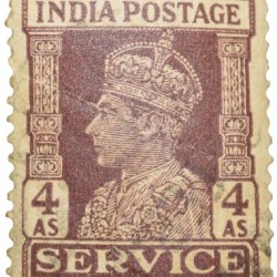 Postal Stamp of George VI 4 Annas Brown Colour - Used Condition as per Image.