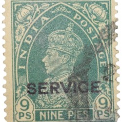 Postal Stamp of George VI 9 Pies Green Colour - Used Condition as per Image.