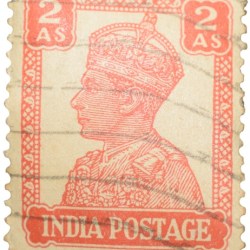 Postal Stamp of George VI 2 Annas Red Colour - Used Condition as per Image.