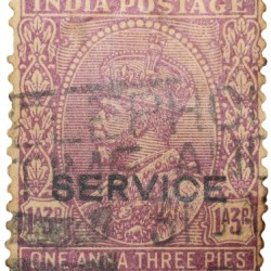 Postal Stamp of George V 1 Anna 3 Pies Pink Colour - Used Condition as per Image.