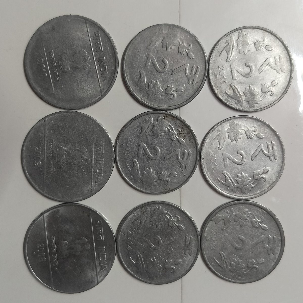 9 Coins Set of 2 Rupees 2008-2016 Republic India Coinage