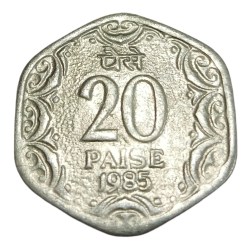 Alternative view of 20 PAISA Aluminium 1985 (Front) & 1986 (Back) STRUCK THROUGH Errors SET 2 Coins are in Collectable Grades.