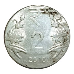 2 Rupees Fss Year 2016 Calcutta Mint WRONG PLANCHET Struck on 1 Rupee Flan in High Collectable Grade.