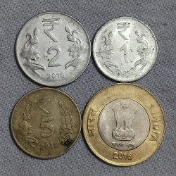 1 Rupees 2 Rupees 5 Rupees &10 Rupees year of 2016 Four Coin Setof Republic India Commemorative Brass Nikel Coin