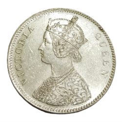 Alternative view of British India Silver Rupee Year 1862 QUEEN VICTORIA Dot Variety in High AUNC Grade.