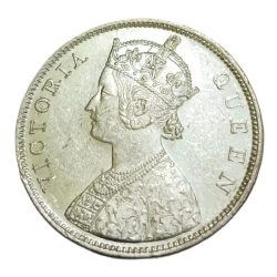 Alternative view of British India Silver Rupee Year 1862 QUEEN VICTORIA Dot on Top Variety in High AUNC Grade.