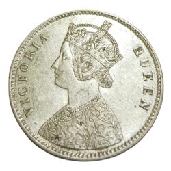 Alternative view of British India Silver Rupee Year 1862 QUEEN VICTORIA in High AUNC Grade.