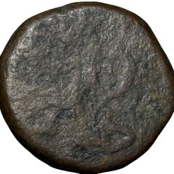 Alternative view of Copper Doudou Coin of INDO-FRENCH AD 1720-1835 with Fleur-de-lis