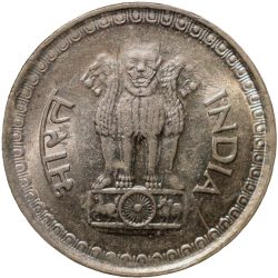 Copper-Nickel 25 Paise of Republic India (AD 1987) of Bombay Mint UNC Grade