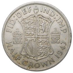 Copper-Nickel 1/2 Crown of George VI (AD 1947) of Great Brittain Large Size