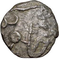 Alternative view of Silver 1/4 Rupee of Udaya Singh(AD1864-90) of Pratapgarh State KM # 34 Scarce