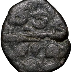 Alternative view of Copper 1/4 Dam of Akbar(AD 1556-1605) Hastam Hissa Type ilahi Farwardin 50 Rare