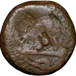 Copper Paisa of Ratlam State 'Ra'ej' Issue (17th - 18th Cen. AD) with Multiple Counter-Strikes