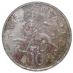 Alternative view of Copper-Nickel 10 New Pence of Elizabeth II(AD 2000) from United Kingdom