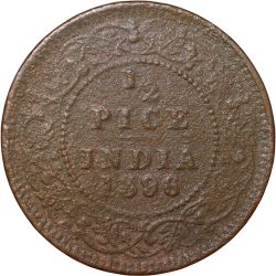 Alternative view of Copper 1/2 Pice of Victoria Empress (AD 1896) Rare