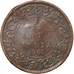 Alternative view of Copper 1/12 Anna of Edward VII (AD 1905) of Calcutta Mint Scarce