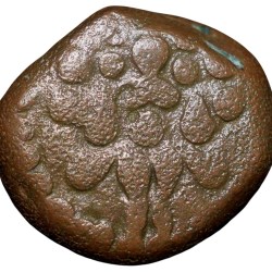 Copper Coin of Tanjore Nayakas (16th - 17th Cen. AD) with Standing Vishnu/Shivalinga above couchant Bull