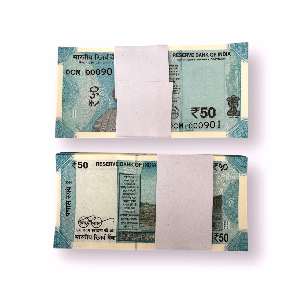 Rs 50 India Banknote Low Serial Issue 000901 to 001000 GEM Unc Unique and Rare INSET M Issue 2024 Rare