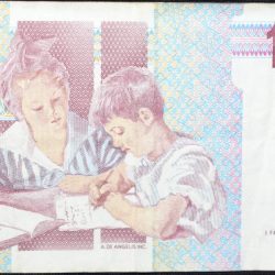 Old 1000 Lire of Italy Country (AD 1990-2001) with Painting "Bambini allo studio" (Children in the studio)