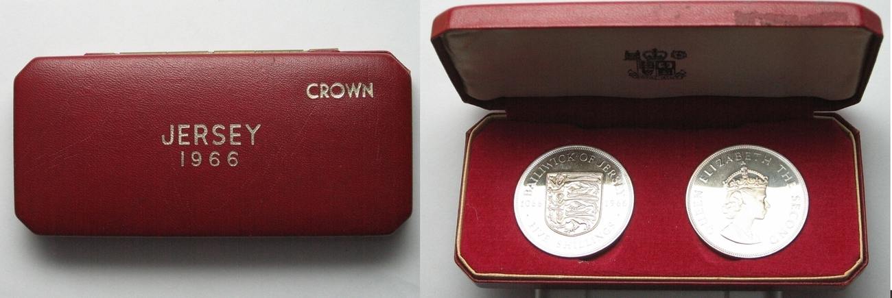 Jersey, 5 Shillings, 1966, 900th Anniversary of the Battle of Hastings, KM# 28, Elizabeth II (1952-2022), Mint Box, (1).