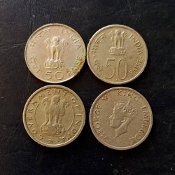 Alternative view of Collector Choice Item - 4 Different Coins of 50 Pasia Set of Republic and British India Coinage Similar Condtion Set Available