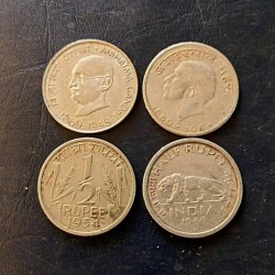 Collector Choice Item - 4 Different Coins of 50 Pasia Set of Republic and British India Coinage Similar Condtion Set Available