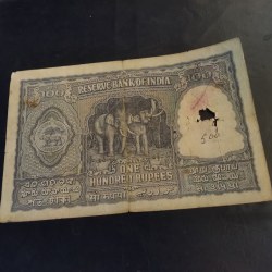 Alternative view of 100.₹ OLD REPUBLIC INDIA First ISSUE FAFDA BIGGEST SIZE NOTE. Governor signature B ramarao First issue ONLY ENGLISH ELEPHANT 🐘 ISSUE RARE CONDITION. As IMAGES