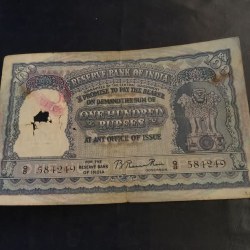 100.₹ OLD REPUBLIC INDIA First ISSUE FAFDA BIGGEST SIZE NOTE. Governor signature B ramarao First issue ONLY ENGLISH ELEPHANT 🐘 ISSUE RARE CONDITION. As IMAGES