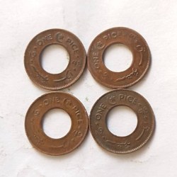 Country - Pakistan Period Dominion of Pakistan 1948 - 1960 Currency Pakistani rupee (pre-decimal) Coin type Circulation coins Denomination 1 pice Year 1948 - 49 4 piece given Same and similar piece available
